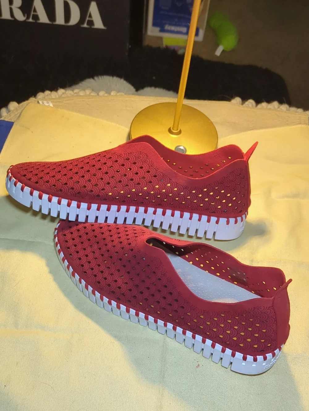 Red Slip-On Isle Jacobsen Shoes w/ Embossed 'TJH' Sole Size 6.5 NOW ONLY $45